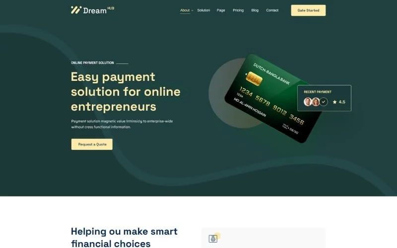Digital payment platform website